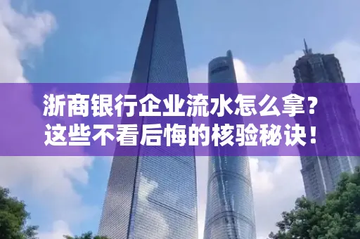 浙商银行企业流水怎么拿?这些不看后悔的核验秘诀!